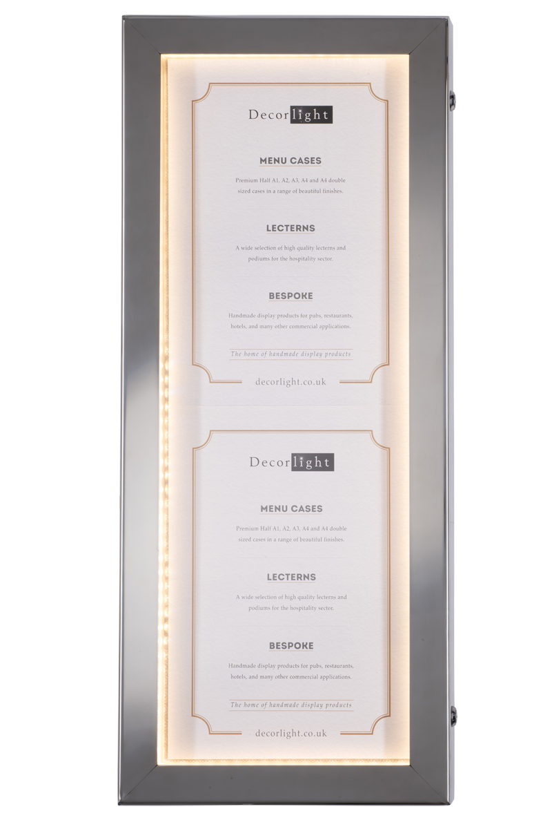 Cafe A1 Half Polished Stainless Steel Menu Case