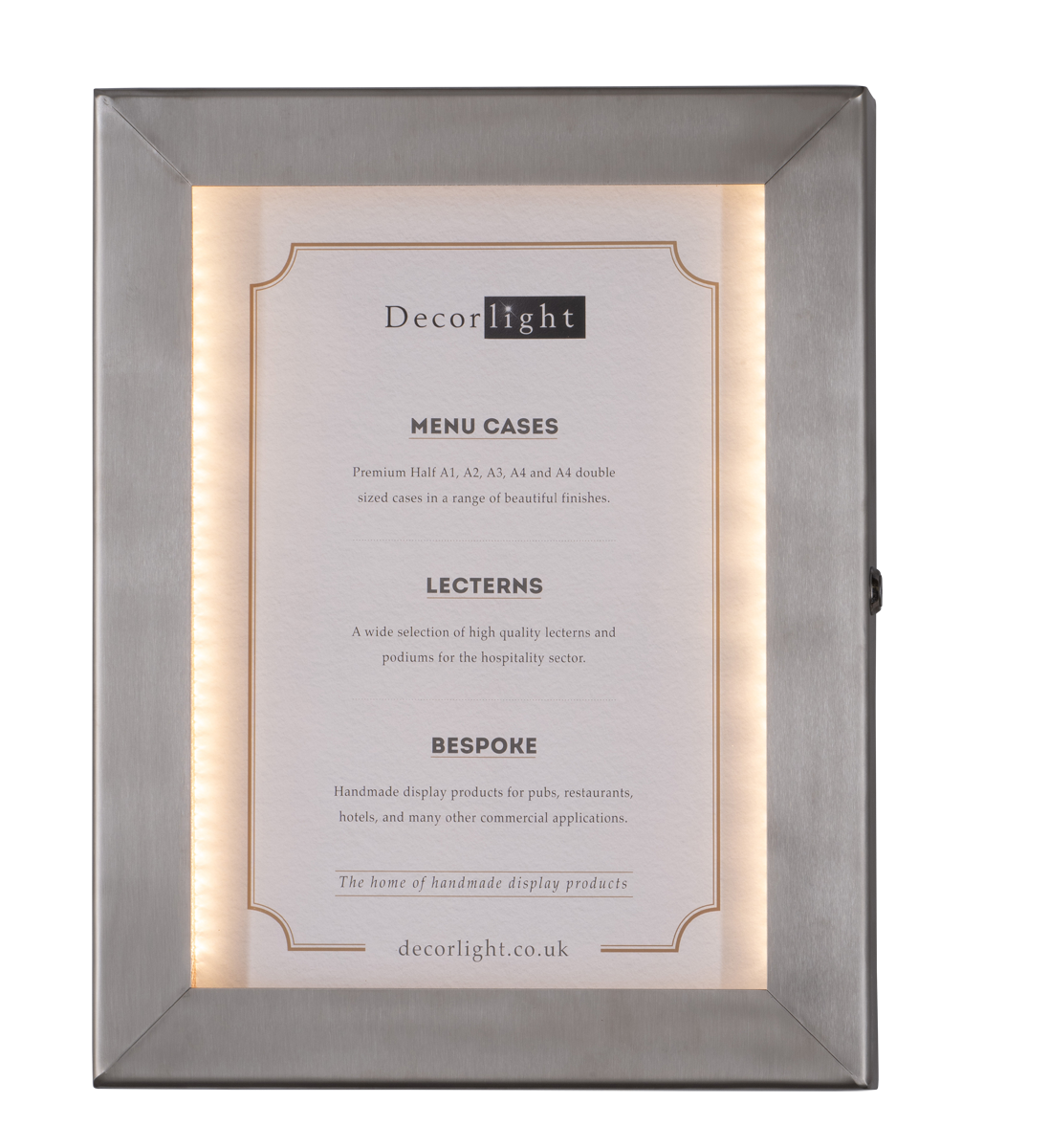 Cafe A3 Brushed Stainless Steel Menu Case