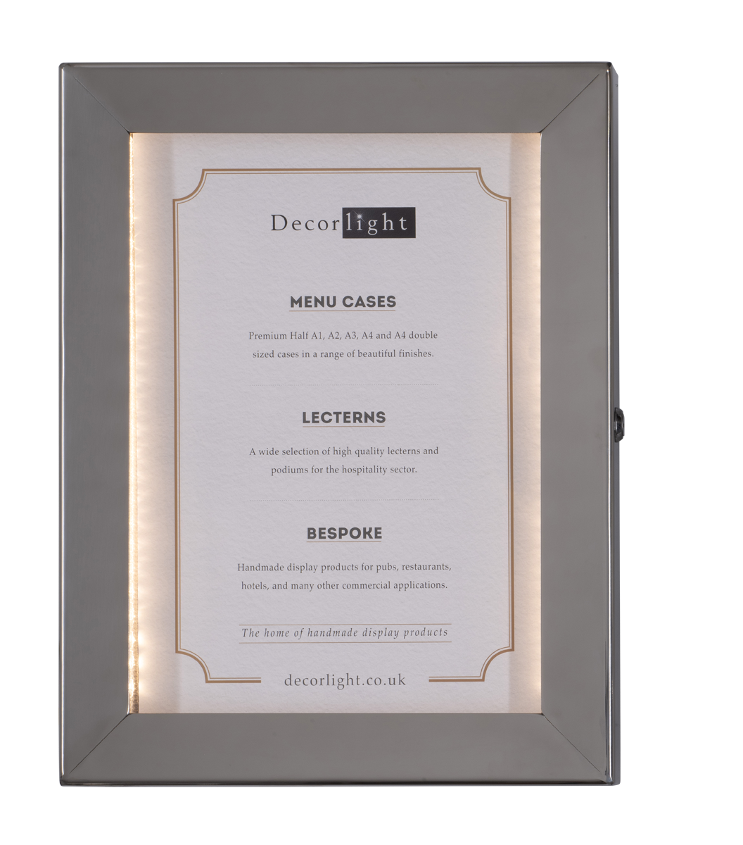 Cafe A3 Polished Stainless Steel Menu Case