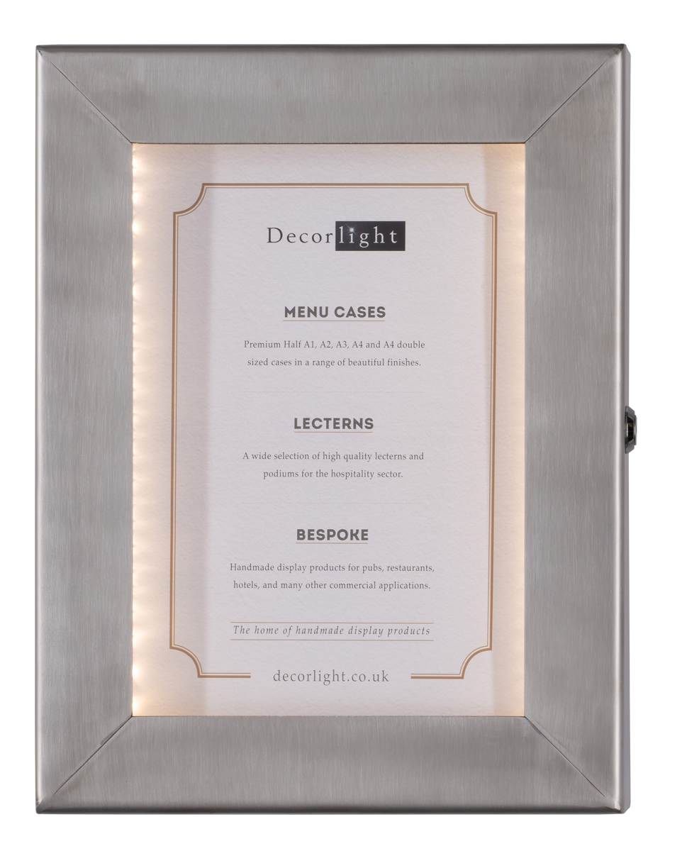 Cafe A4 Brushed Stainless Steel Menu Case