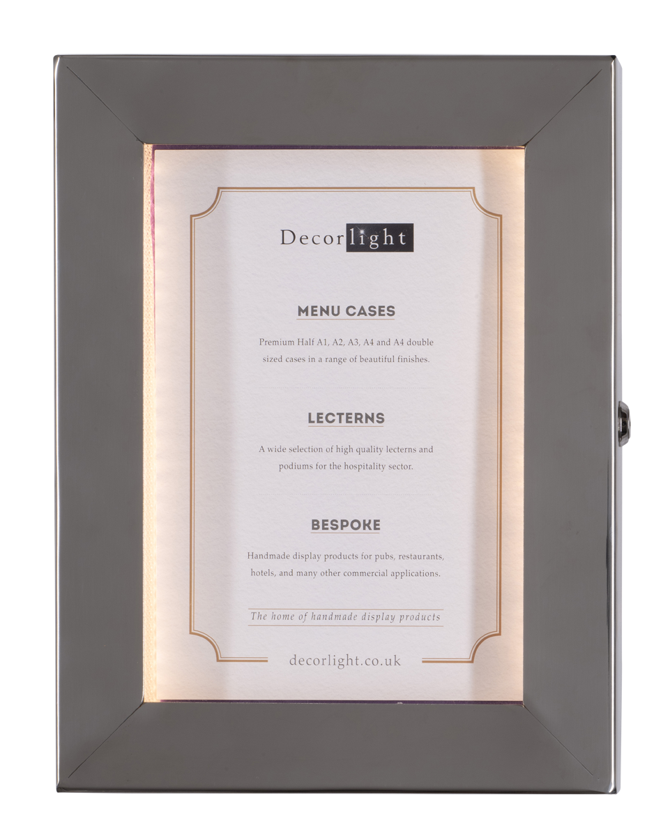Cafe A4 Polished Stainless Steel Menu Case