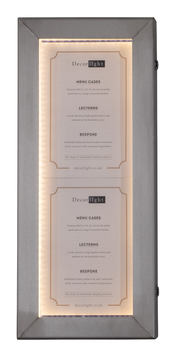 Cafe Double A4 Brushed Stainless Steel Menu Case