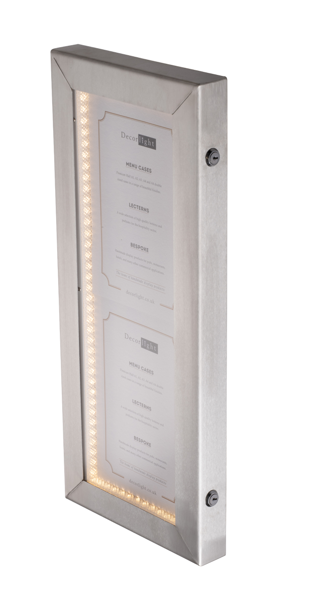 Cafe Double A4 Brushed Stainless Steel Menu Case