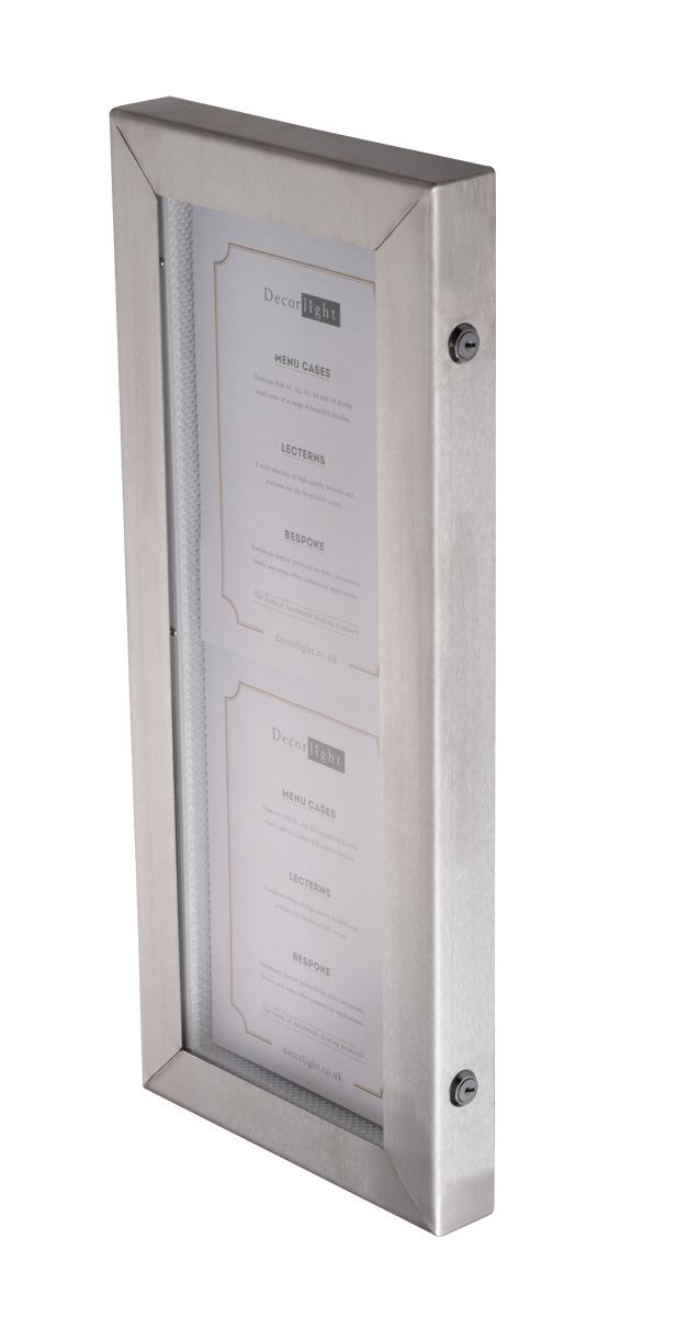 Cafe Double A4 Brushed Stainless Steel Menu Case