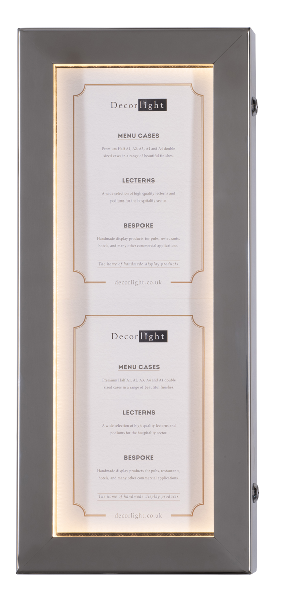 Cafe Double A4 Polished Stainless Steel Menu Case